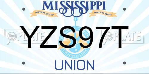 YZS97T Mississippi License Plate