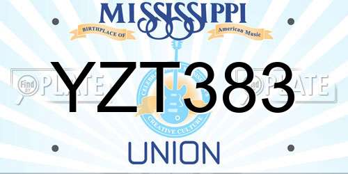 YZT383 Mississippi License Plate