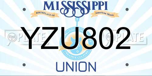YZU802 Mississippi License Plate