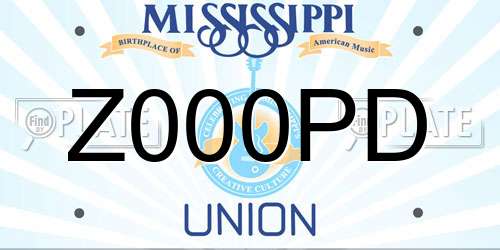 Z000PD Mississippi License Plate