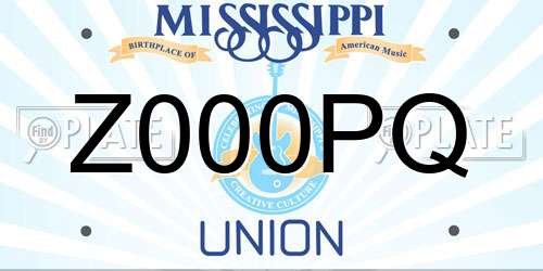 Z000PQ Mississippi License Plate