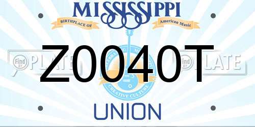 Z0040T Mississippi License Plate