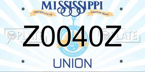 Z0040Z Mississippi License Plate
