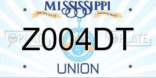 Z004DT Mississippi License Plate