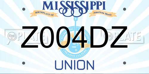 Z004DZ Mississippi License Plate