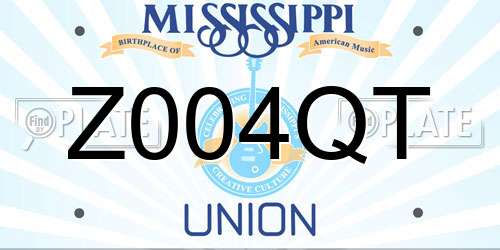 Z004QT Mississippi License Plate