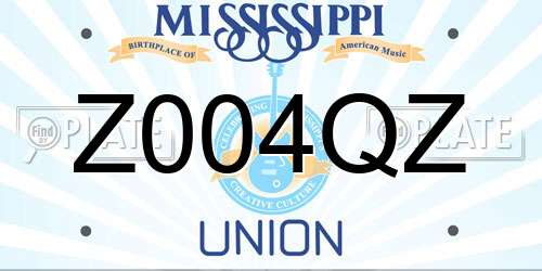 Z004QZ Mississippi License Plate