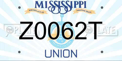 Z0062T Mississippi License Plate