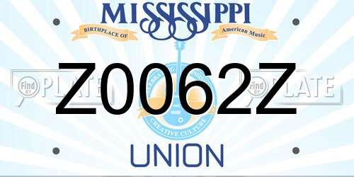Z0062Z Mississippi License Plate