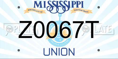 Z0067T Mississippi License Plate