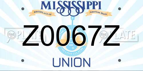 Z0067Z Mississippi License Plate