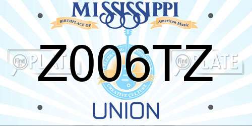 Z006TZ Mississippi License Plate
