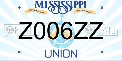 Z006ZZ Mississippi License Plate