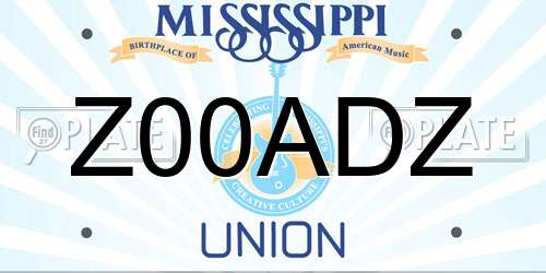 Z00ADZ Mississippi License Plate