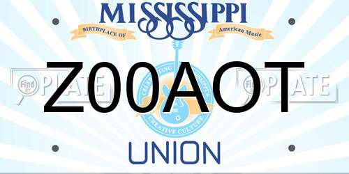 Z00AOT Mississippi License Plate