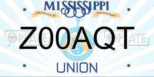 Z00AQT Mississippi License Plate