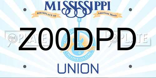 Z00DPD Mississippi License Plate