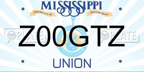 Z00GTZ Mississippi License Plate