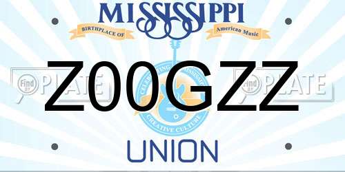 Z00GZZ Mississippi License Plate