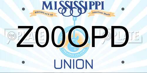 Z00OPD Mississippi License Plate