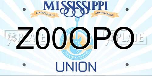 Z00OPO Mississippi License Plate