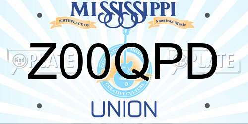 Z00QPD Mississippi License Plate