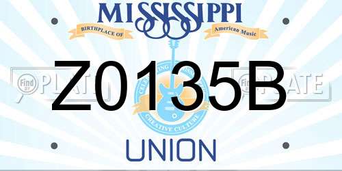 Z0135B Mississippi License Plate