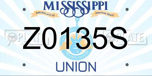 Z0135S Mississippi License Plate