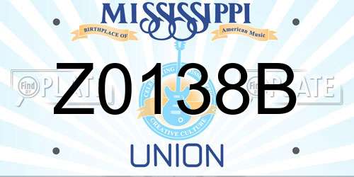 Z0138B Mississippi License Plate