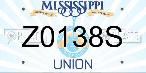 Z0138S Mississippi License Plate