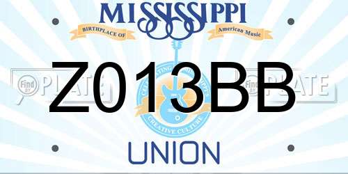Z013BB Mississippi License Plate