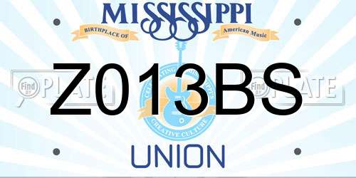 Z013BS Mississippi License Plate