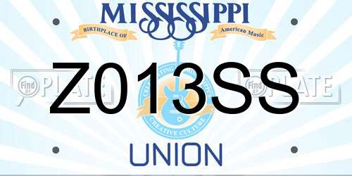 Z013SS Mississippi License Plate