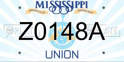Z0148A Mississippi License Plate