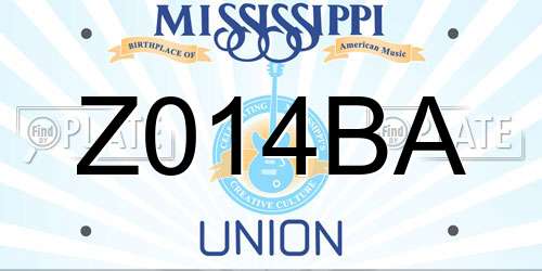 Z014BA Mississippi License Plate