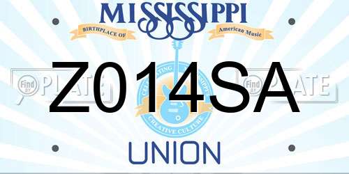 Z014SA Mississippi License Plate