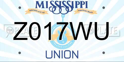 Z017WU Mississippi License Plate