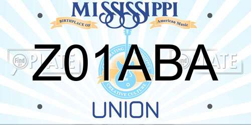 Z01ABA Mississippi License Plate