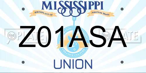 Z01ASA Mississippi License Plate