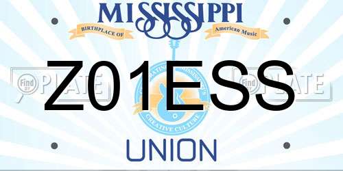 Z01ESS Mississippi License Plate