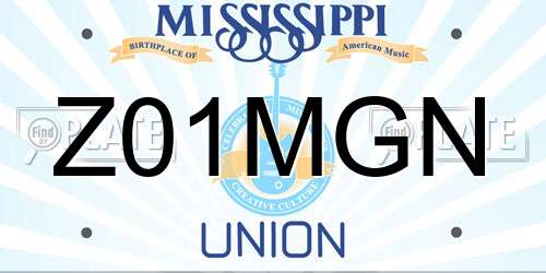 Z01MGN Mississippi License Plate