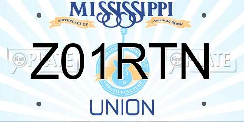 Z01RTN Mississippi License Plate