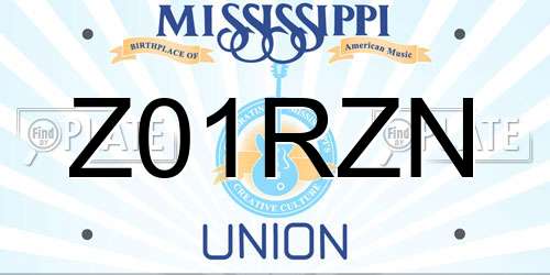 Z01RZN Mississippi License Plate