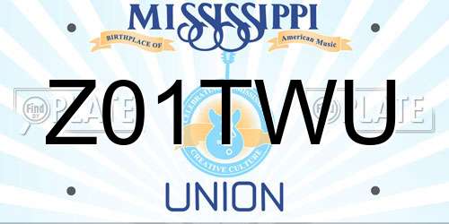 Z01TWU Mississippi License Plate