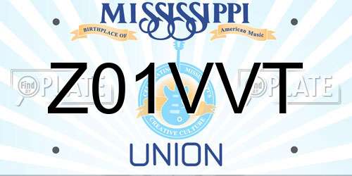Z01VVT Mississippi License Plate