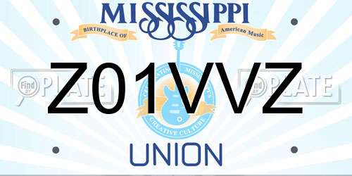 Z01VVZ Mississippi License Plate