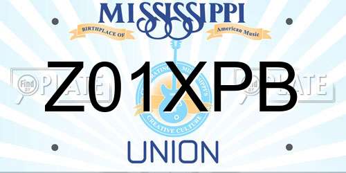 Z01XPB Mississippi License Plate