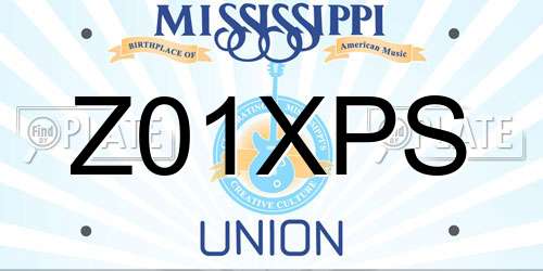 Z01XPS Mississippi License Plate