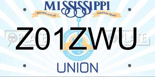 Z01ZWU Mississippi License Plate