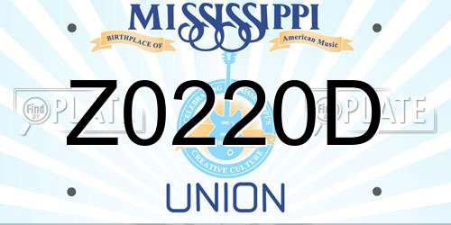 Z0220D Mississippi License Plate